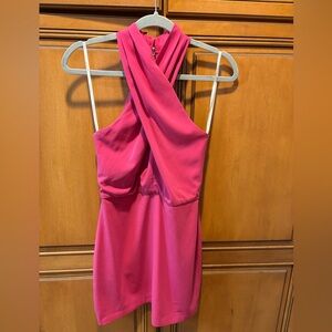 Halston Elegant Hot Pink Halter Dress. Size: 2